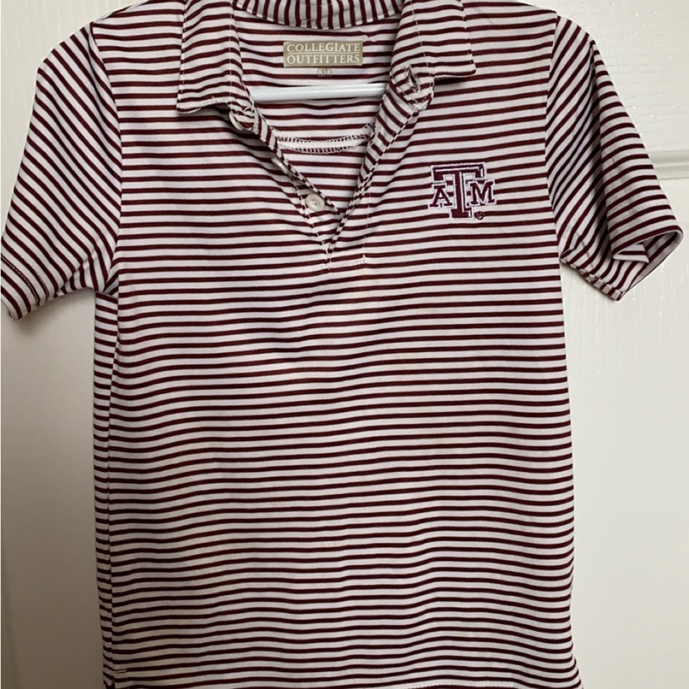Collegiate Outfitters Kids Polo - Maroon and White Stripes